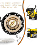 Recoil Starter for 196cc 212cc 224cc engines with pull cord rope, nuts included, fits generators, pressure washers, mini bikes, go karts.