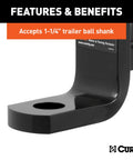 Beefed Up 2 Inch Receiver Ball Mount With One And One Quarter Inch Ball Hole, Six And Three Quarter Inch Rise, Hollow Shank