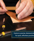 Diamond Leather Stitching Chisel Set With Color Coded 4mm Hole Punch Kit For Hand Sewing And Saddle Stitching in use