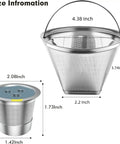 Stainless Steel Reusable Coffee Filter For Ninja And Most Coffee Makers Includes Four Cone Filters And Reusable K Cup Pods 304 size specifications