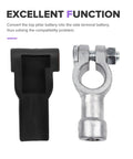 Two Pack Top Post To Side Post Battery Adapter For Cars And Trucks Heavy Duty Metallic Clamps, black and metallic connectors for battery terminals.