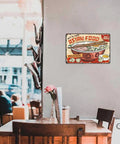 Kickin Retro Ramen Metal Sign Wall Decor For Kitchen And Home Office Asian Food Tin Sign 8 By 12 Inch hanging in a cafe