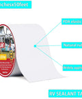 4 inch x 50 foot RV sealant tape roll with PDA elastic film and natural rubber shown