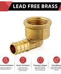 10 Pack Pex Crimp Fittings Top Notch Half Inch Female NPT Elbow Brass Lead Free For Pex B C Tubing Works With Clamp And Copper Crimp Rings ASTM F1807 NSF ANSI 61 NSF 372