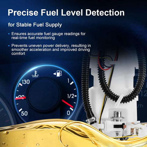 Honda Civic Fuel Pump Assembly With Sending Unit Direct Fit Replacement For 2001 To 2005 1.3L 1.7L 2.0L L4 In Tank Gas Pump Replaces OE 17045-S5A-A00 17045-S5A-A31 with gauge and fuel flow graphics