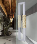 Rustic Aluminum Sliding Barn Door Handle Double Sided Pull For Office Glass Doors 47.2 Inch Long White Finish installed on glass door