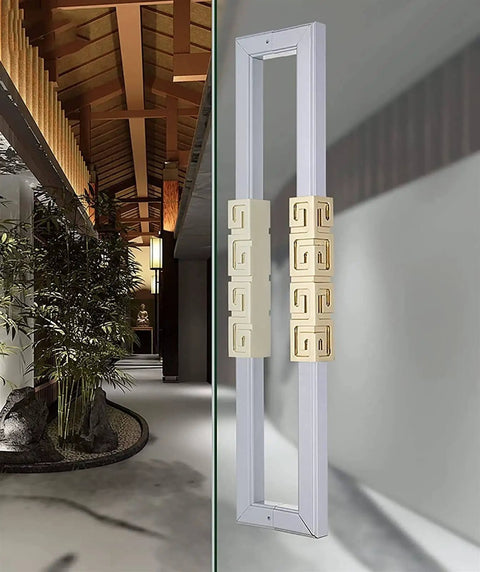 Rustic Aluminum Sliding Barn Door Handle Double Sided Pull 47 Inch Long Push Handle For Office Glass Doors White Finish 120cm