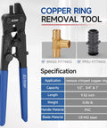PEX Copper Ring Removal Tool Decrimper for copper rings, easy dial, rust resistant steel, half inch to one inch sizes.