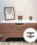 Bedroom dresser with Antique Brass 4.33in Vintage Cabinet Handles, showing easy grip design for smooth drawer operation.