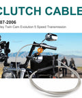 Harley Twin Cam Braided Stainless Steel Clutch Cable For 1987 2006 Touring Dyna Softail Heavy Duty Ride Ready With 68 11 16 Inch Housing And 30 Inch Adjuster Mechanical Clutch Chrome Upgrade installed on Harley handlebar
