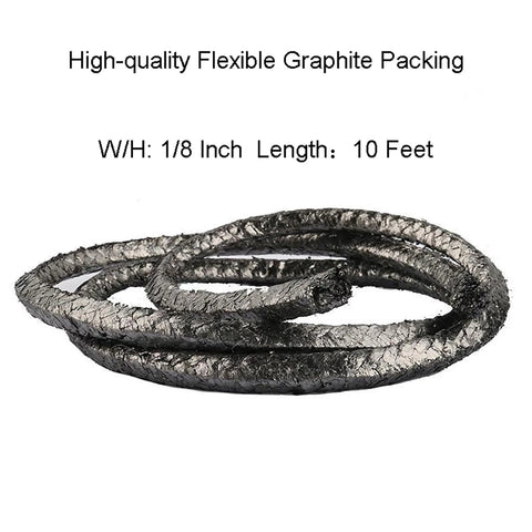 Graphite Gland Packing Rope Seals For Mechanical Seals With Water Pool Pumps Valve Stem Packing Steam Radiator Valves And Boats Marine Seal High Temperature Resistant Corrosion Resistant Easy Ten Minute Install, 1/8 inch by 10 feet.