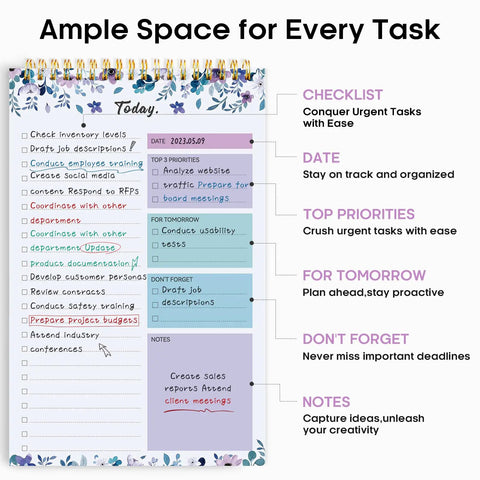 To Do List Notepad For Work And Home, Undated Daily Planner With 52 Sheets, 9.8 By 6.5 Inches, checklist design and usage guide