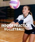 Girl playing with Beach Volleyball Official Size Indoor Outdoor Soft Volleyball For Girls Teens And Youth Practice Backyard Games With Pump Needles Colorful Volleyballs Set Bundle