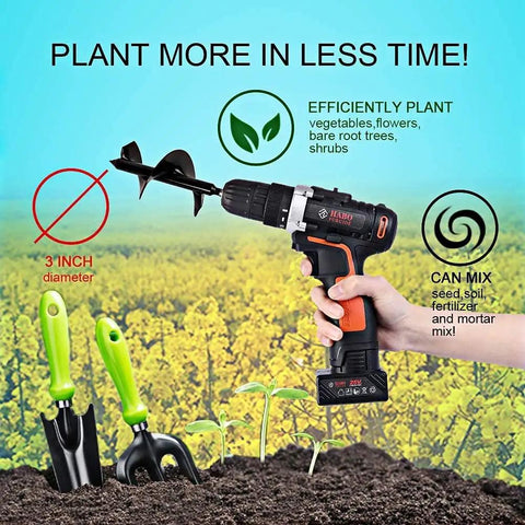 Spiral Bulb Planter Auger Tool For Planting Bulbs Seedlings And Tulips In Beds And Pots 3 By 7 Inch Fast Hole Digger in use