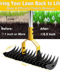 2 In 1 Lawn Dethatcher Rake With Dual Side Tines, Heavy Duty 15 Inch Rake For Dethatching, Clears Dead Grass And Leaves