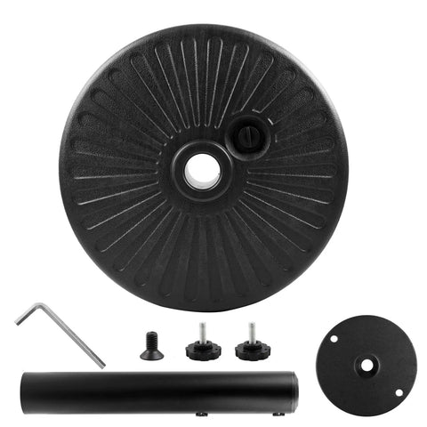 Heavy Duty Water Filled Round Umbrella Base With Steel Holder Built Tough 50 Lb Capacity Fillable Outdoor Patio Stand
