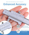 Hand holding Vernier Caliper 0-200mm Stainless Steel Scriber Marking Gauge With Carbide Needle, showing measurement accuracy.