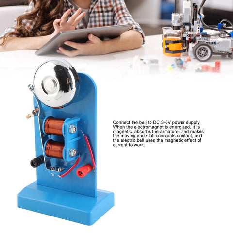 Vertical Acoustic Electricity Science Lab Kit For Students With Durable PVC Materials, shown with electromagnet and bell.