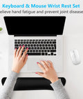 Top view of laptop with Cozy Memory Foam Keyboard Wrist Rest With Non Slip Base For Comfort And Pain Relief Ergonomic Mouse Pad Rest