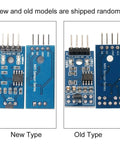Image of two types of Five Pack Hall Effect Sensor Switch Modules, Linear Magnetic Sensor 3.3V, showing new and old models side by side.