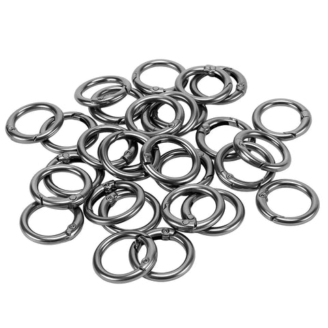 300 Pack Mini Round Carabiner Clips One Inch Trigger Spring O Rings For Keychains Buckles Bags Purses Car Keys DIY Crafts Black