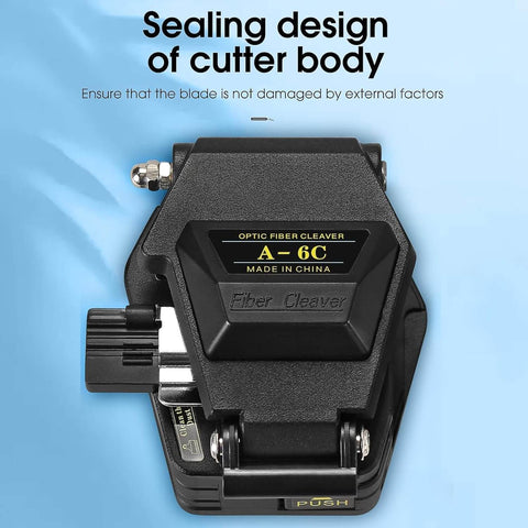 Pro Grade Fiber Optic Cleaver And Cable Cutter Set With Automatic Return shown with cutter body sealing design.