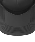Top view of Stylish Black Gauge Square Vise Trucker Hat with structured foam front and detailed stitching.