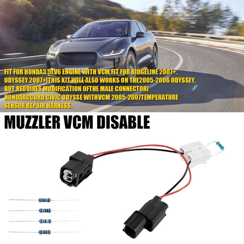 VCM Muzzler Harness Disable Kit For Honda Pilot Accord Odyssey Ridgeline 3.5L V6 Engines with wires and resistors shown