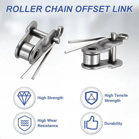 Heavy Duty ISO DIN 04B-1 Roller Chain Offset Half Link Master Connector For Bike And Scooter 6mm Pitch Manganese Steel