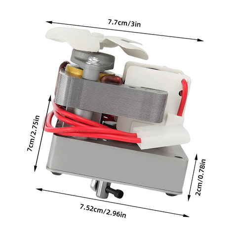 2.0 RPM Auger Motor Replacement For Pit Boss Camp Chef Wood Pellet Grills Universal 120V 60Hz 2 Pole Drive Motor, dimensions visible