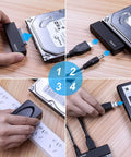 External USB 3 0 To SATA III Hard Drive Adapter Kit With 12V 2A Power Supply for HDD SSD and Optical Drive in use