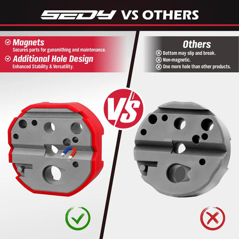 Universal Magnetic Armorers Bench Block With Non Marring Surface multi hole comparison with others