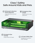 xTool S1 40W laser cutter and engraver with green-tinted lid and grey enclosure, XTool brand