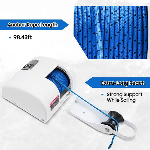 Get Your 25 LBS Electric Anchor Winch With Wireless Remote For Boats In Saltwater! Durable Iron And Plastic Marine Windlass Kit With 100 Ft Rope
