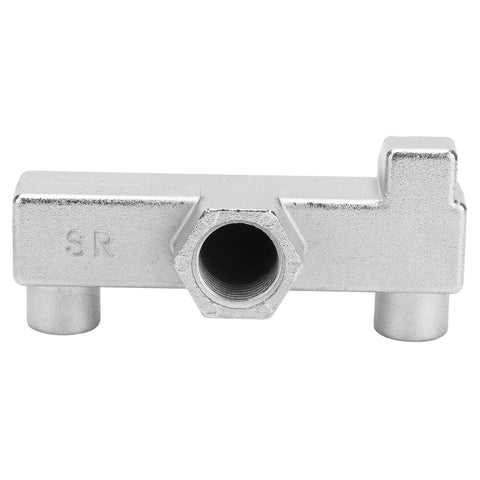 6 Way Air Compressor Manifold Block High Flow Aluminum Alloy Distribution Fitting With G1/4 G1/2 Threads, front view