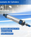 MAL 20x50 Aluminum Double Acting Pneumatic Cylinder With Single Rod 20mm Bore 50mm Stroke Adjustable Rod Buffer High Pressure 145 Psi