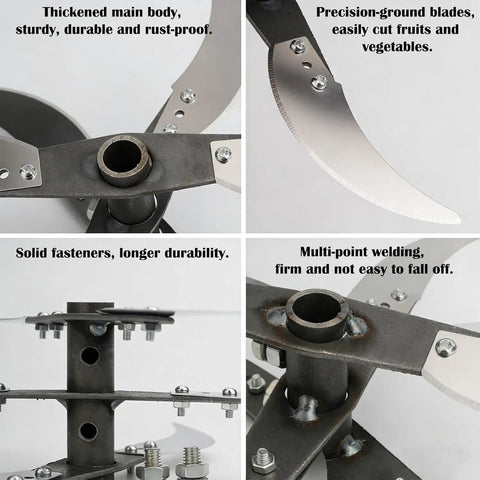 Six Blade Stainless Steel Grass Shredder Kit For Home Farm Use With 12 Mounting Holes, Four To Six Blade Configurations, Livestock Feed And Grass Chopper For Hay, Grass, Fruits, And Chopped Fodder, stainless blade close-up