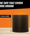 Waterproof Patch And Seal Tape Black 4 Inch By 10 Feet Heavy Duty Repair Tape shown with 4-inch width measurement.