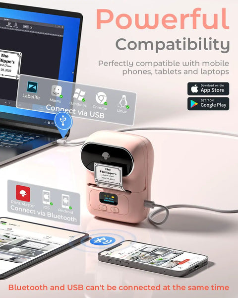 No Sweat Portable Thermal Label Printer With Crisp Built In Display And Smartphone App Hookup For Home And Small Business Quick Print Name Tags Price Stickers Cable Wraps Jewelry Cards Up To Fifty Millimeters Wide
