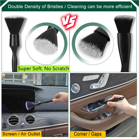 Car Interior Duster Kit With Detail Brush And Cleaning Gel for cleaning dashboard vents and door handles, soft scratch-free bristles.