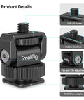 Lightweight Mini Ball Head Cold Shoe Mount Adapter With Quarter Inch 20 Thread for camera cage and LED video light, product details.
