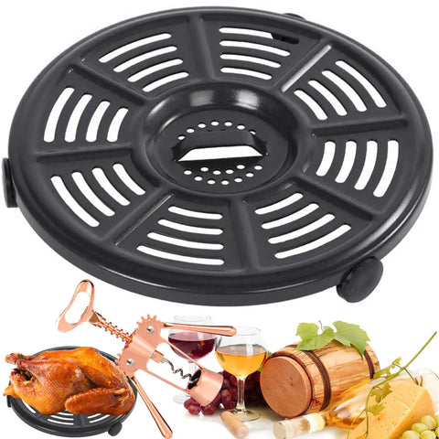 8.2 Inch Nonstick Grill Pan Replacement Tray for Ninja Air Fryers Like AF101 AF150 AF161 XL shown with food and utensils