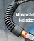 Bend restrictor on Built Tough 1/4 Inch Polyurethane Air Compressor Hose 100 Feet Long for kink resistance and durability.