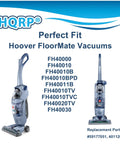Two Pack Pleated Replacement Filters For Hoover FloorMate Upright Vacuums display with model numbers FH40000 to FH40030.