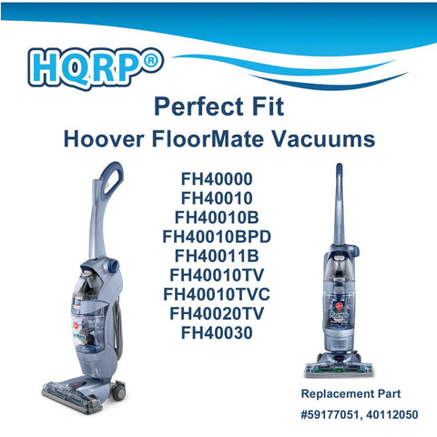 Two Pack Pleated Replacement Filters For Hoover FloorMate Upright Vacuums display with model numbers FH40000 to FH40030.
