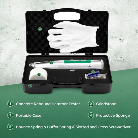 Concrete Rebound Hammer Tester Schmidt Style Strength Meter For Construction Sites Portable 1Kg Tool Pro Grade Case