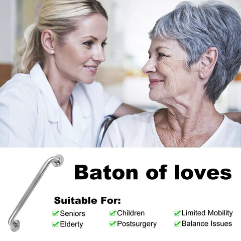 2 Pack 16 Inch Stainless Steel Bathroom Grab Bars With Anti Slip Grip, Heavy Duty 500 Lb Load Capacity, suitable for seniors