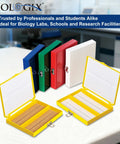 100 Slide Capacity Microscope Slide Storage Box With Cork Lining 30 Pack Plastic Slide Boxes For Lab Organization 8.27 By 6.42 Inches Keeps Slides Separated And Protected Perfect For Your Next Lab Kit, yellow open slide box with cork lining