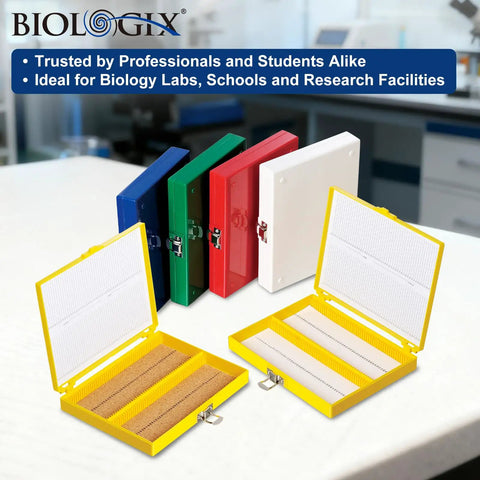 100 Slide Capacity Microscope Slide Storage Box With Cork Lining 30 Pack Plastic Slide Boxes For Lab Organization 8.27 By 6.42 Inches Keeps Slides Separated And Protected Perfect For Your Next Lab Kit, yellow open slide box with cork lining