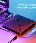 Plug And Play External DVD CD Drive For Laptop And Desktop USB 3.0 USB C Portable Burner DVD Reader Writer ROM Works With Mac Windows Linux No Driver Needed For Easy Watching Burning And Software Install, slim black USB-C drive